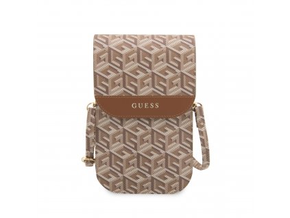 Univerzální pouzdro / taška s kapsou na mobil - Guess, G Cube Brown