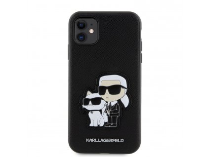 Ochranný kryt pro iPhone 11 - Karl Lagerfeld, Saffiano Karl and Choupette NFT Black