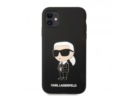 Ochranný kryt na iPhone 11 - Karl Lagerfeld, Liquid Silicone Ikonik NFT Black