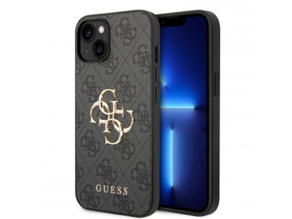 Ochranný kryt na iPhone 15 - Guess, 4G Metal Logo Gray