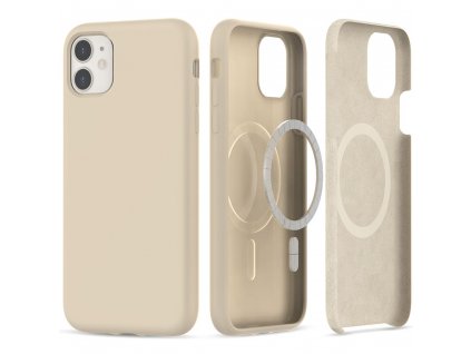 Ochranný kryt na iPhone 11 - Tech-Protect, Silicone MagSafe Beige