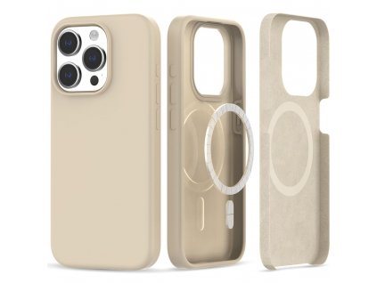 Ochranný kryt na iPhone 15 Pro - Tech-Protect, Silicone MagSafe Beige