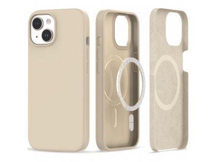 Ochranný kryt na iPhone 15 PLUS - Tech-Protect, Silicone MagSafe Beige