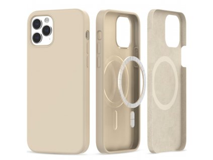 Ochranný kryt na iPhone 12 / 12 Pro - Tech-Protect, Silicone MagSafe Beige