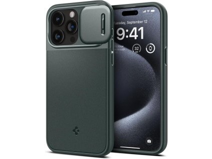 Ochranný kryt na iPhone 15 Pro - Spigen, Optik Armor MagSafe Abyss Green