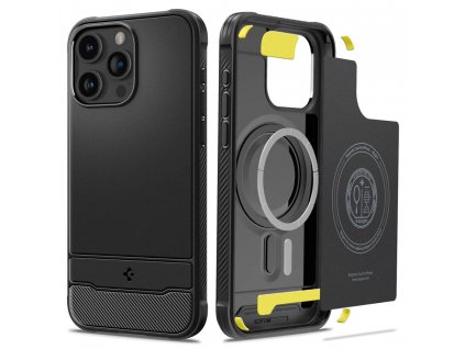 Ochranný kryt na iPhone 15 Pro MAX - Spigen, Rugged Armor MagSafe Black