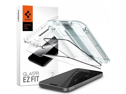 Ochranné tvrzené sklo na iPhone 15 - Spigen, Glas.tR EZ Fit (2ks s aplikátorem)