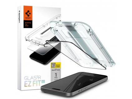 Ochranné tvrzené sklo na iPhone 15 - Spigen, Glas.tR EZ Fit (1ks s aplikátorem)