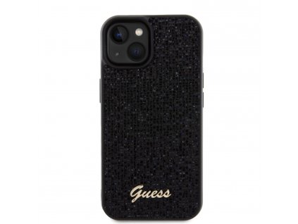 Ochranný kryt na iPhone 15 - Guess, Square Mirror Script Logo Black