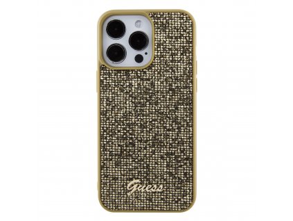 Ochranný kryt na iPhone 15 Pro MAX - Guess, Square Mirror Script Logo Gold