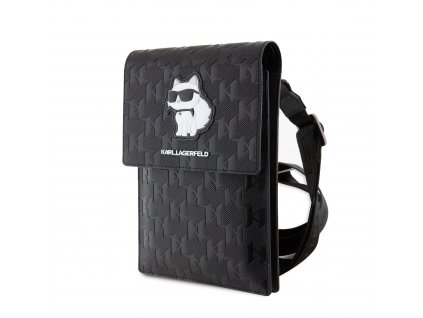 Univerzální pouzdro / taška s kapsou na mobil - Karl Lagerfeld, Saffiano Monogram Choupette NFT Wallet Black