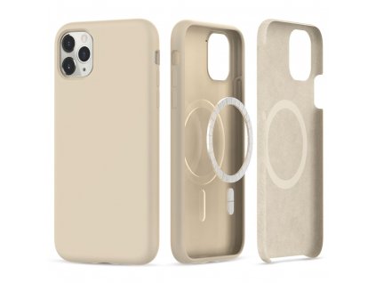 Ochranný kryt na iPhone 11 Pro - Tech-Protect, Silicone MagSafe Beige