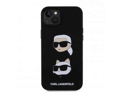 Ochranný kryt na iPhone 15 PLUS - Karl Lagerfeld, Liquid Silicone Karl and Choupette Heads Black