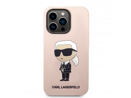 Ochranný kryt na iPhone 15 Pro - Karl Lagerfeld, Liquid Silicone Ikonik NFT Pink