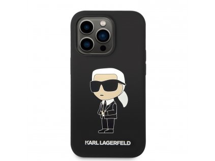 Ochranný kryt na iPhone 15 Pro MAX - Karl Lagerfeld, Liquid Silicone Ikonik NFT Black