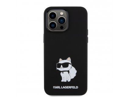 Ochranný kryt na iPhone 15 Pro MAX - Karl Lagerfeld, Liquid Silicone Choupette NFT Black