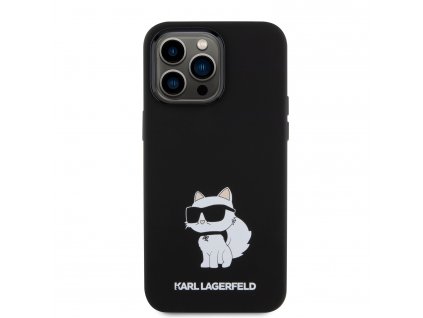 Ochranný kryt na iPhone 15 Pro - Karl Lagerfeld, Liquid Silicone Choupette NFT Black