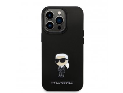 Ochranný kryt na iPhone 15 Pro - Karl Lagerfeld, Liquid Silicone Metal Ikonik Black