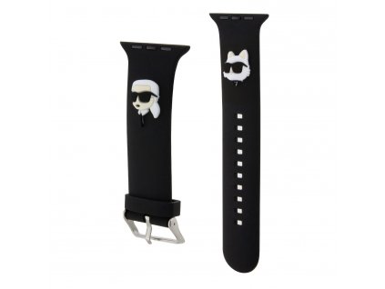 Řemínek pro Apple Watch 38mm / 40mm / 41mm / 42mm - Karl Lagerfeld, Karl and Choupette Head NFT Black