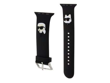 Řemínek pro Apple Watch 38mm / 40mm / 41mm - Karl Lagerfeld, Karl and Choupette Head NFT Black