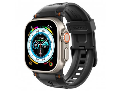 Řemínek pro Apple Watch 42mm / 44mm / 45mm / 49mm - Spigen, Rugged Ultra Black