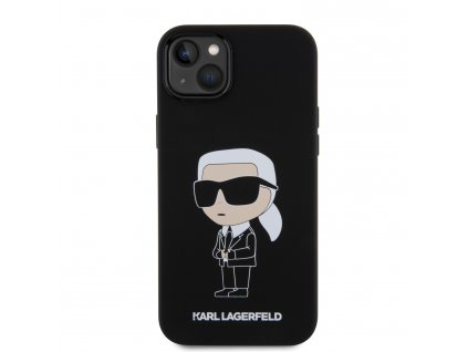 Ochranný kryt na iPhone 15 PLUS - Karl Lagerfeld, Liquid Silicone Ikonik NFT Black