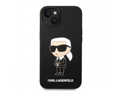 Ochranný kryt na iPhone 15 - Karl Lagerfeld, Liquid Silicone Ikonik NFT Black