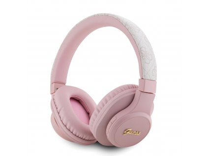 Bezdrátová náhlavní sluchátka - Guess, PU 4G Script Logo Pink