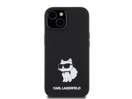 Ochranný kryt na iPhone 15 - Karl Lagerfeld, Liquid Silicone Choupette NFT Black