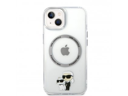 Ochranný kryt na iPhone 15 - Karl Lagerfeld, IML Karl and Choupette NFT MagSafe Transparent