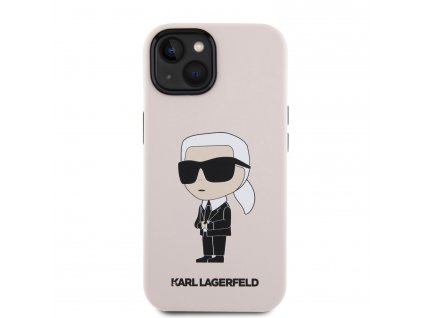 Ochranný kryt na iPhone 15 - Karl Lagerfeld, Liquid Silicone Ikonik NFT Pink