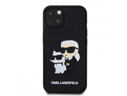 Ochranný kryt na iPhone 13 - Karl Lagerfeld, 3D Rubber Karl and Choupette Black