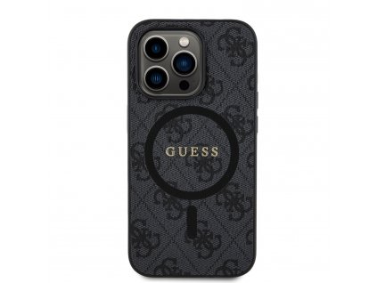 Ochranný kryt na iPhone 14 Pro - Guess, 4G Colored Ring MagSafe Black