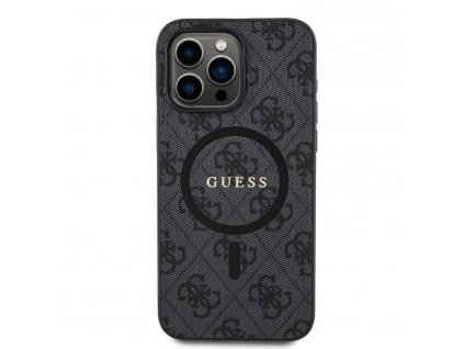 Ochranný kryt na iPhone 15 Pro MAX - Guess, 4G Colored Ring MagSafe Black