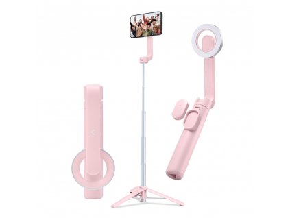 Selfie tyč s Bluetooth ovladačem a stojánkem - SPIGEN, S570W MagSafe Pink