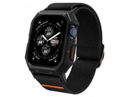 Řemínek s krytem pro Apple Watch 44mm / 45mm - Spigen, Lite Fit Pro Black