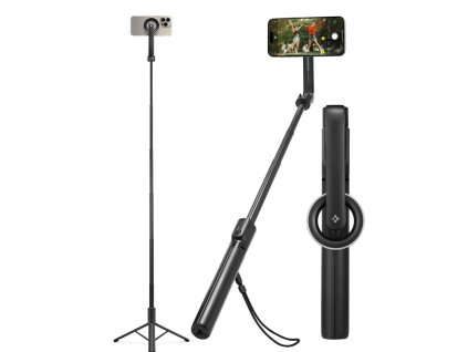 Selfie tyč s Bluetooth ovladačem a stojánkem - Spigen, S580W MagSafe Black