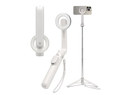 Selfie tyč s Bluetooth ovladačem a stojánkem - Spigen, S571W MagSafe Beige