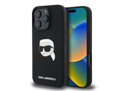 Ochranný kryt na iPhone 16 Pro MAX - Karl Lagerfeld, Silicone Karl Head MagSafe Black