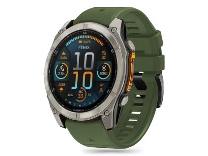 Řemínek pro Garmin Fenix 5 / 6 / 6 PRO / 7 / 8 (47mm) / E - Tech-Protect, Silicone Line Military Green