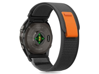 Řemínek pro Garmin Fenix 5X / 5X PLUS / 6X / 6X PRO / 7X / 8 (51mm) - Tech-Protect, Nylon Black/Orange