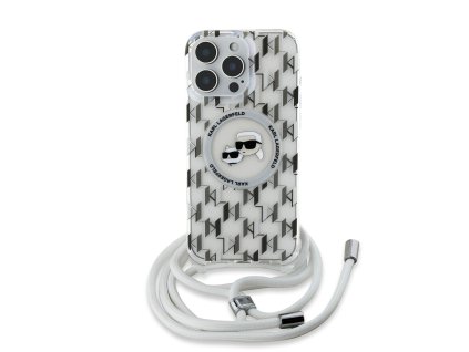Ochranný kryt na iPhone 16 Pro MAX - Karl Lagerfeld, IML Monogram Crossbody K&CH Heads Magsafe Transparent