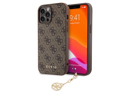 Ochranný kryt na iPhone 13 Pro MAX - Guess, 4G Charms Tone on Tone Brown