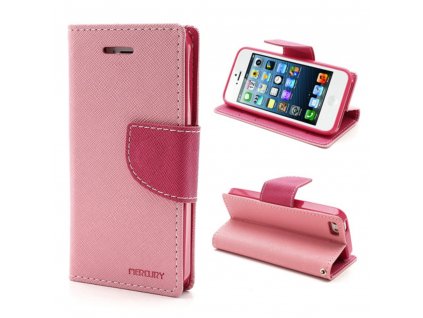 Pouzdro / kryt pro Apple iPhone 5 / 5S / SE - Mercury, Fancy Diary Pink/Hotpink