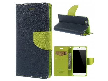 Pouzdro / kryt pro Apple iPhone 6 / 6S - Mercury, Fancy Diary Navy/Lime