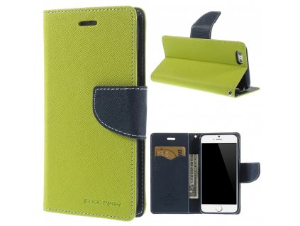 Pouzdro / kryt pro Apple iPhone 6 / 6S - Mercury, Fancy Diary Lime/Navy