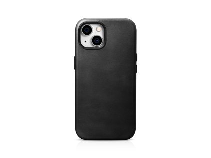 Kožený obal na iPhone 15 - iCarer, OilWax MagSafe Black