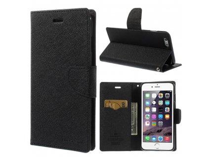 Pouzdro / kryt pro Apple iPhone 6 Plus / 6S Plus - Mercury, Fancy Diary BLACK/BLACK