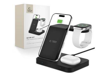 Bezdrátová nabíječka pro iPhone, Apple Watch a AirPods - Tech-Protect, QI15W-A37 Wireless Charger