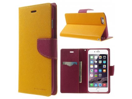 Pouzdro / kryt pro Apple iPhone 6 Plus / 6S Plus - Mercury, Fancy Diary YELLOW/HOTPINK